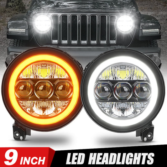 2Pcs 9 Round LED Headlights Fit for Jeep for Wrangler JL Gladiator JT 2018-2023 NEW