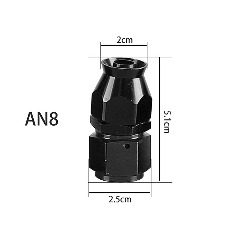 8AN PTFE Hose End Fitting Adapter AN8 Straight for PTFE Hose Line Only Black