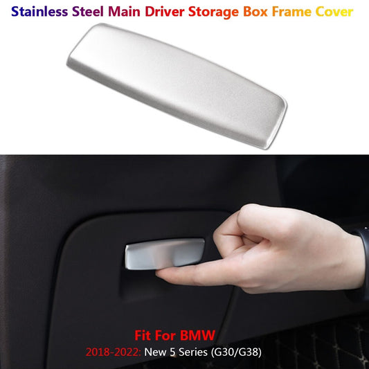 Stainless for BMW 5 Series G30 Car Interior Driver for Seat Storage Box Cover Trim