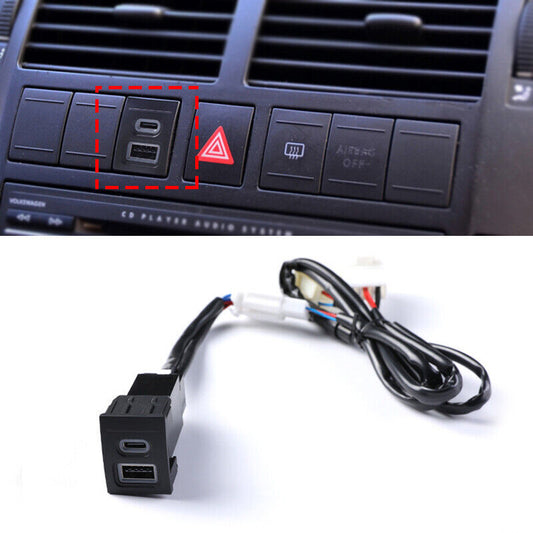Car Sockets QC3.0 2 USB Charger Female DC12V-24V for VW Polo 2004-2009