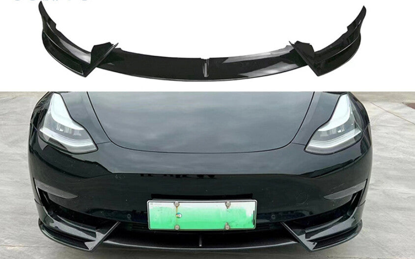 Glossy Black ABS Front Bumper Lip Spoiler Splitter for Tesla for Model Y 2020-2023