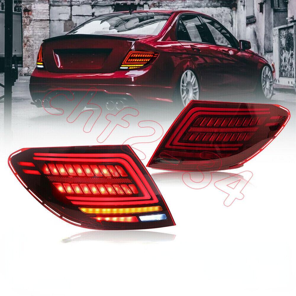 Red LED Left + Right Rear Tail Lights 2PCS for Benz W204 C300 C250 C63 2007-2014