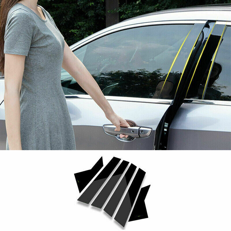 6P for Honda for Civic 11th 2022-2023 Glossy Black Window BC-Pillar Panel Covers PC
