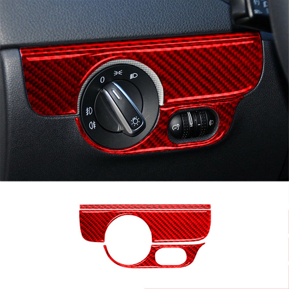 Red carbon fiber headlight console trim for Volkswagen for Jetta 2011-2014