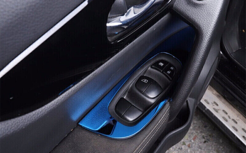 Glass Window Lifting Lock Panel Trim for Nissan Rogue Sport 17-21 Blue Titanium