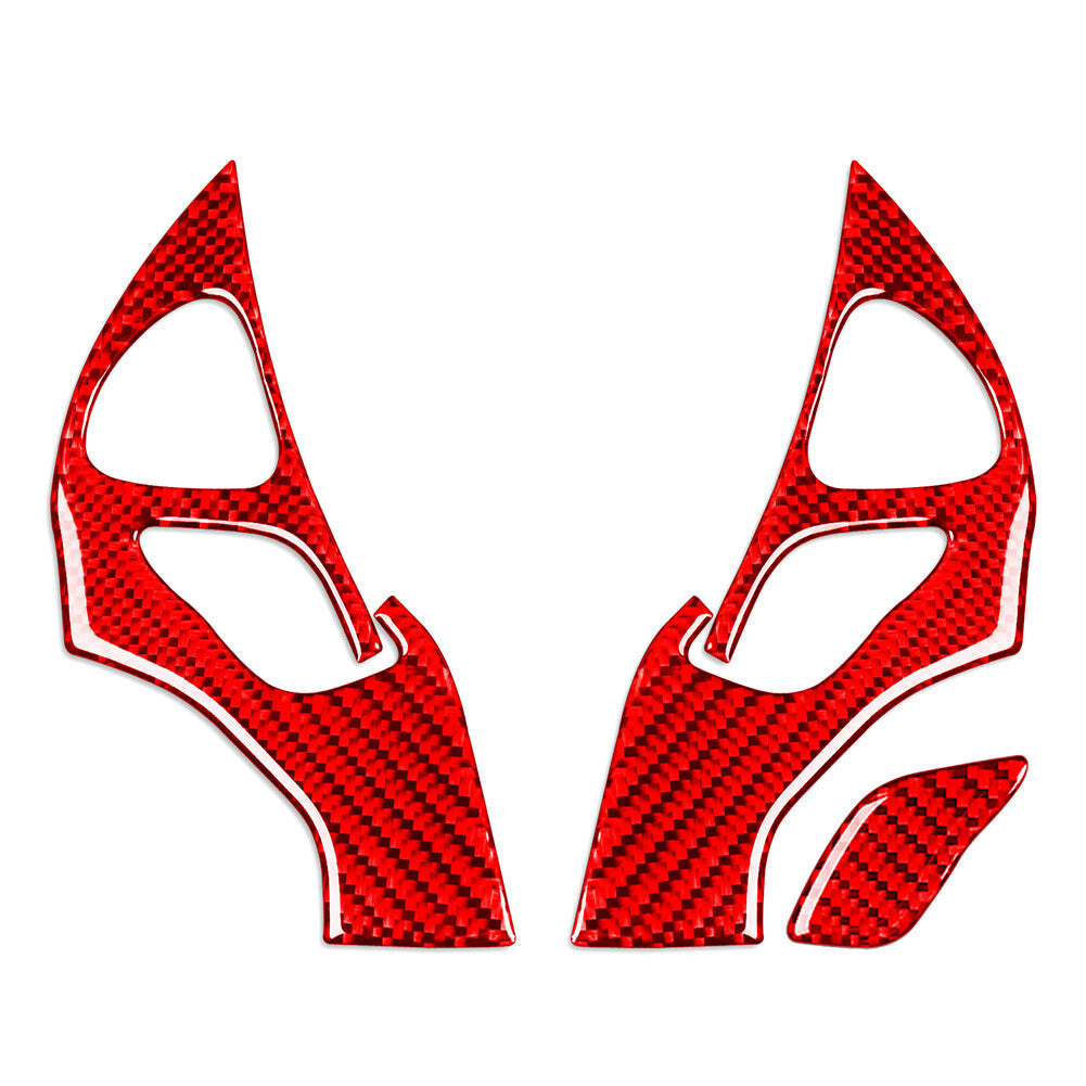 Steering Wheel Button Cover Trim Carbon Fiber Red Fit for Infiniti JX35 QX60 2013-16