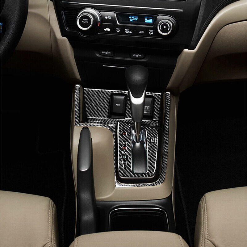 carbon fiber automotive gear shift cover trim for Honda for Civic 9th generation (2013-15)
