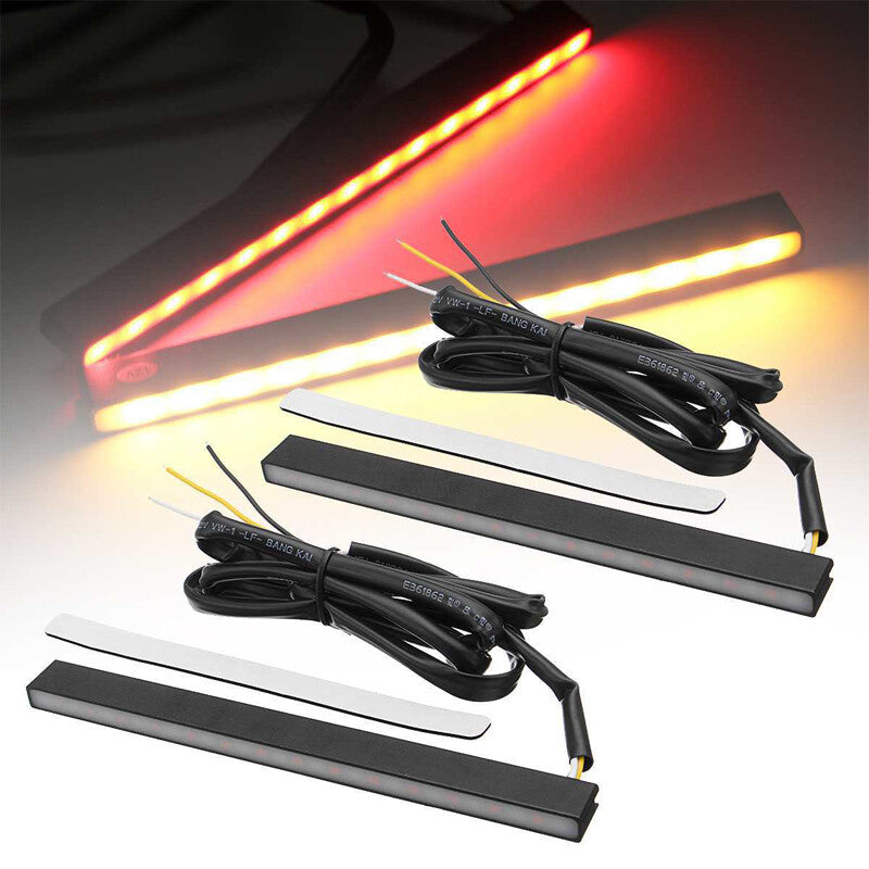 2-Piece Ultra-Thin Switch White/Amber LED DRL Daytime Running Fog Light Kit