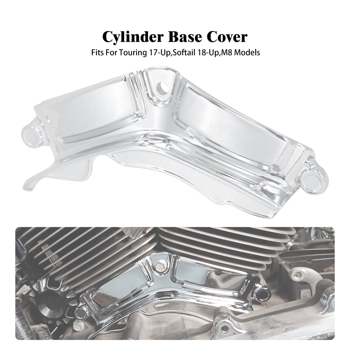 Chrome Cylinder Base Engine Cover for Harley Touring Street Road Glide 2017-2023