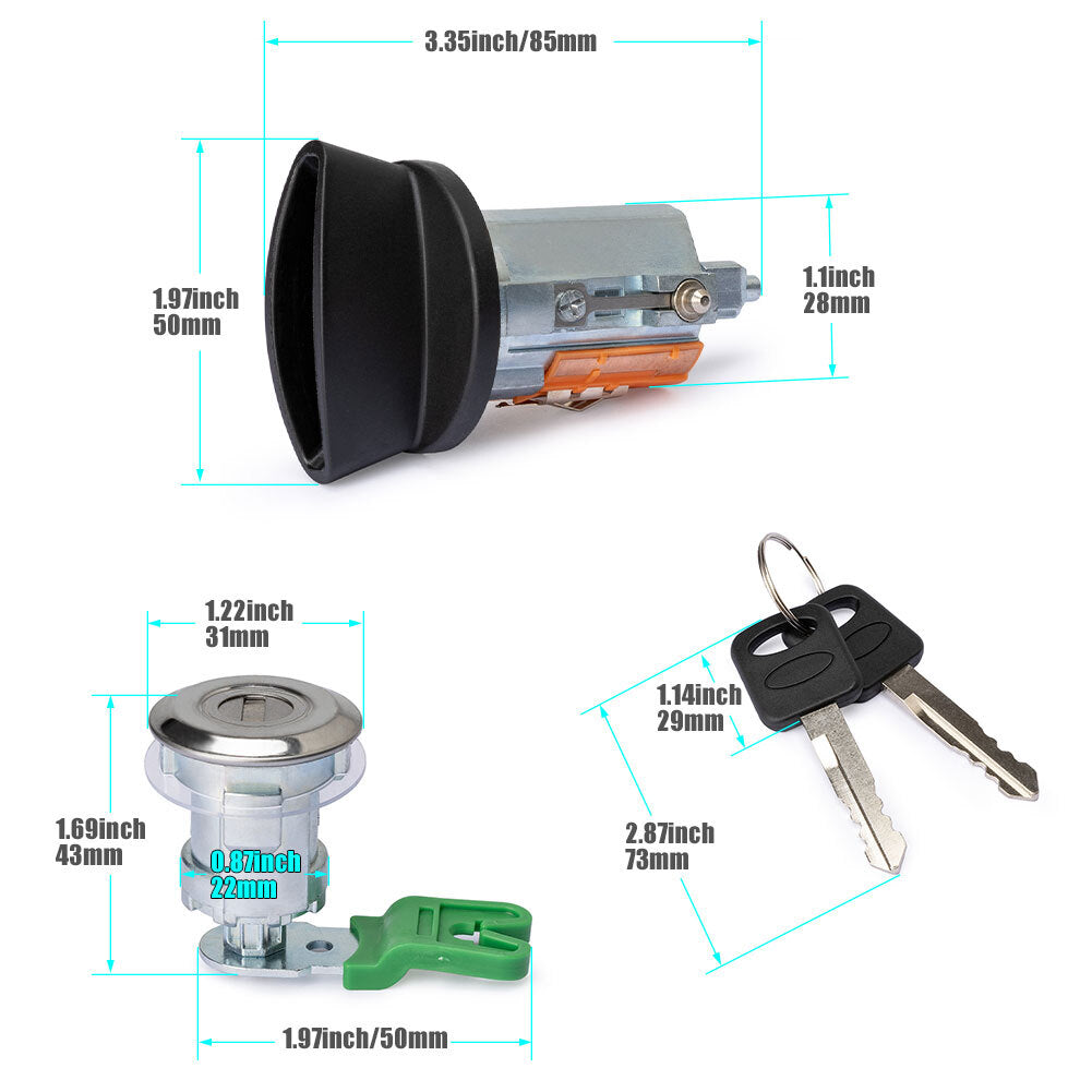 Ignition Key Switch Door Lock Cylinder Kit for Ford Econoline Van E250 E350 6.8L