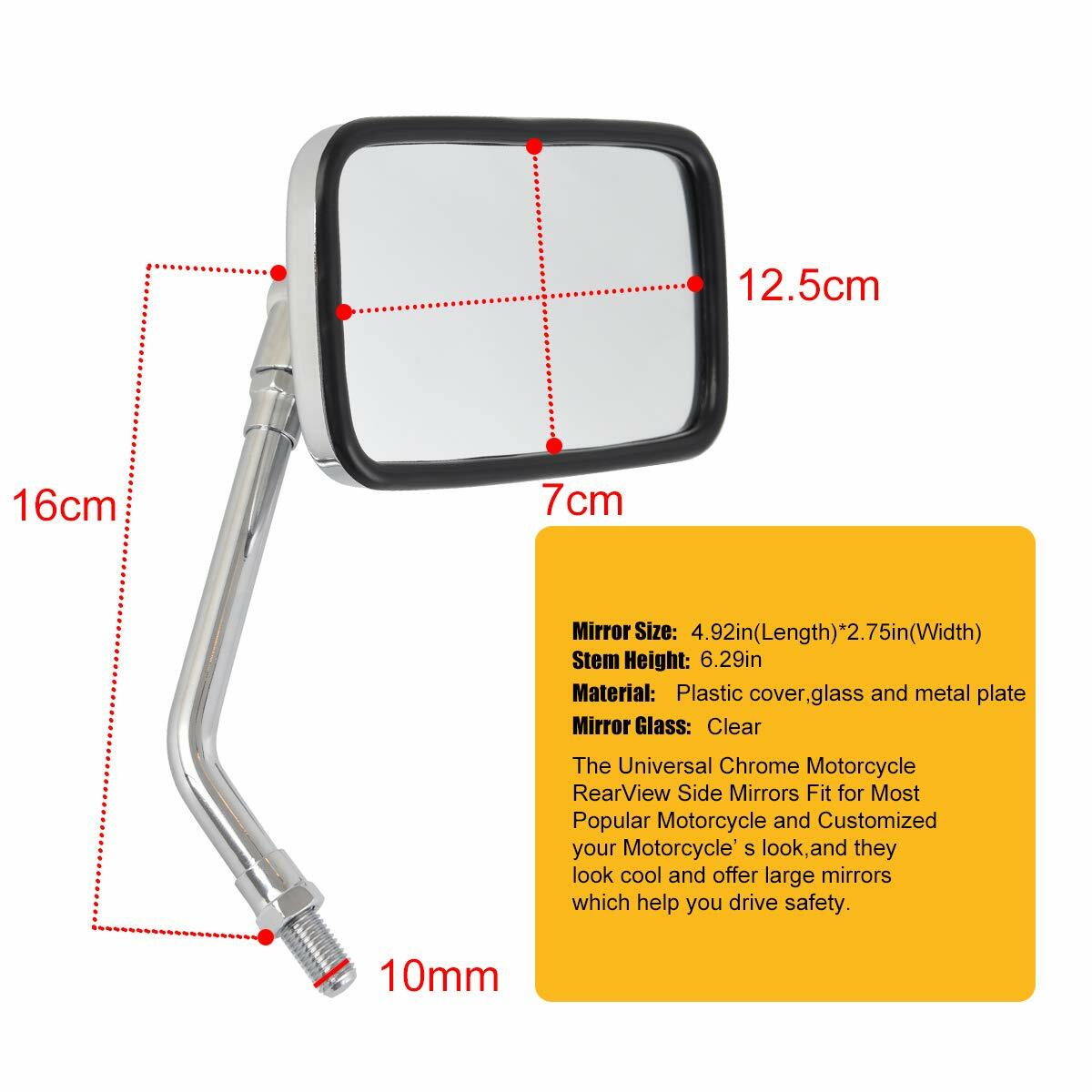 Chrome 10MM Rearview Side Mirrors for Kawasaki for Suzuki Honde Ha-rley Motorcycle