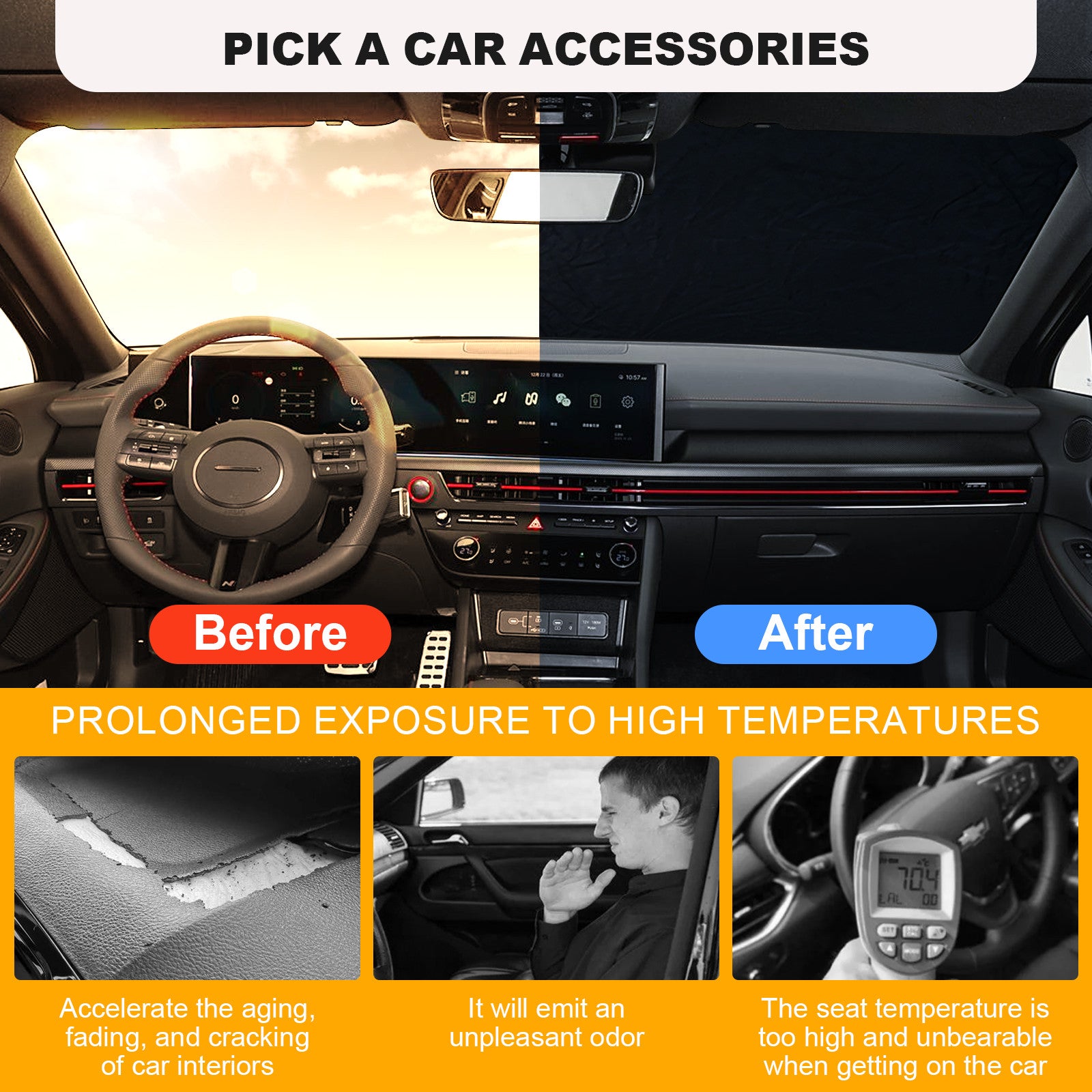 For 2020-2025 for Hyundai Sonata Windshield Sun Shade Cover UV Block Visor Foldable