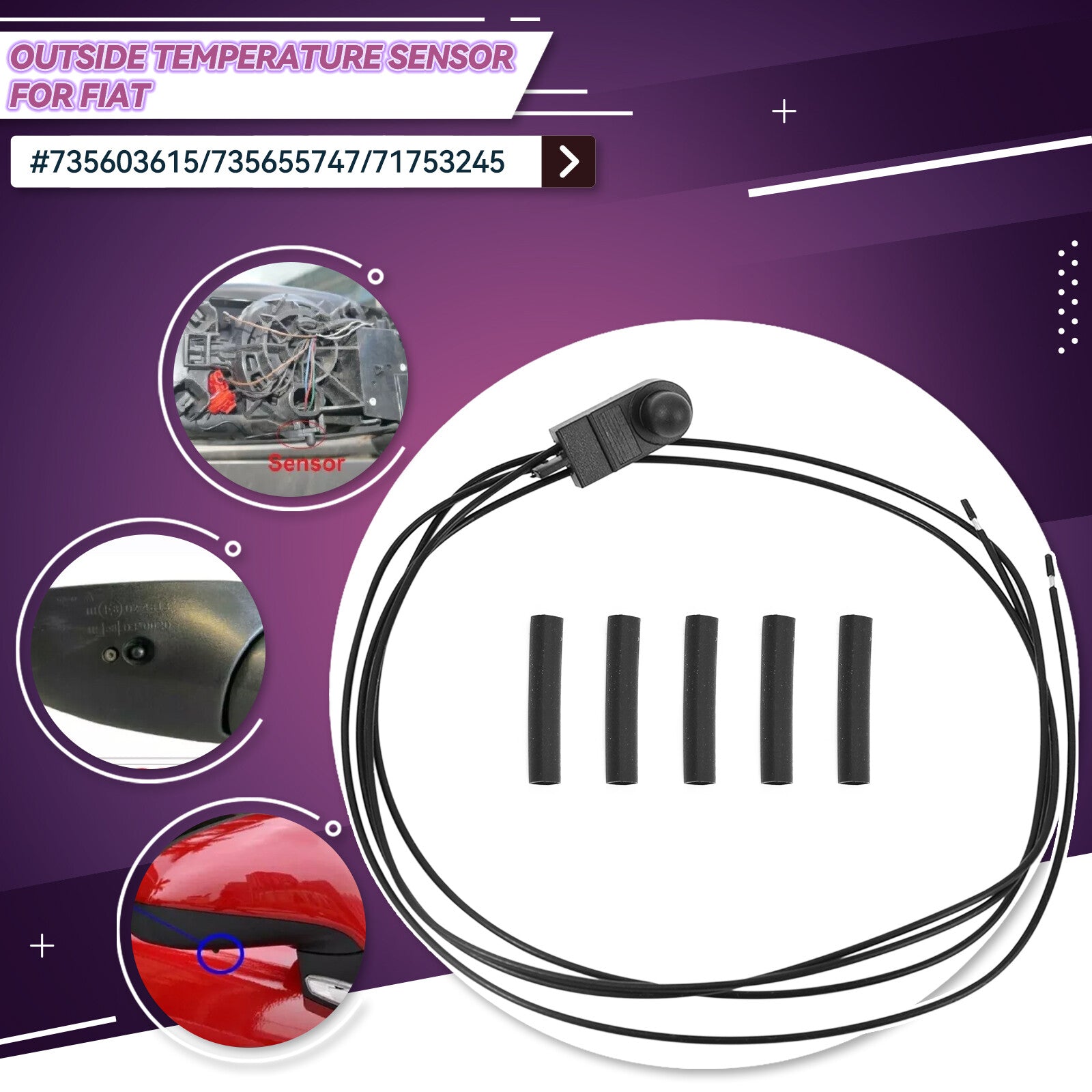 for Ford KA for Fiat 500 External Air Temperature/Ambient Sensor Underneath Mirror