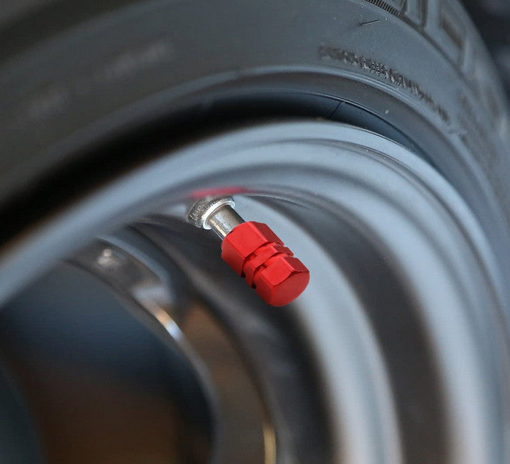 4-Piece Red 17mm Car Tire Valve Cover Stem Cover Air Valve Dust Cover  for ford