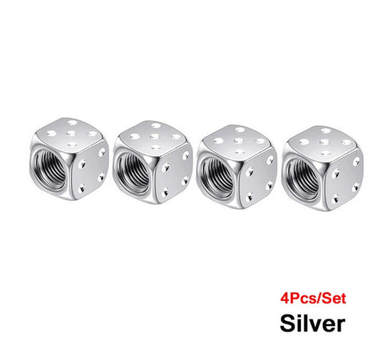 4-piece car tire valve cover rod air dust cover dice silver  for ford