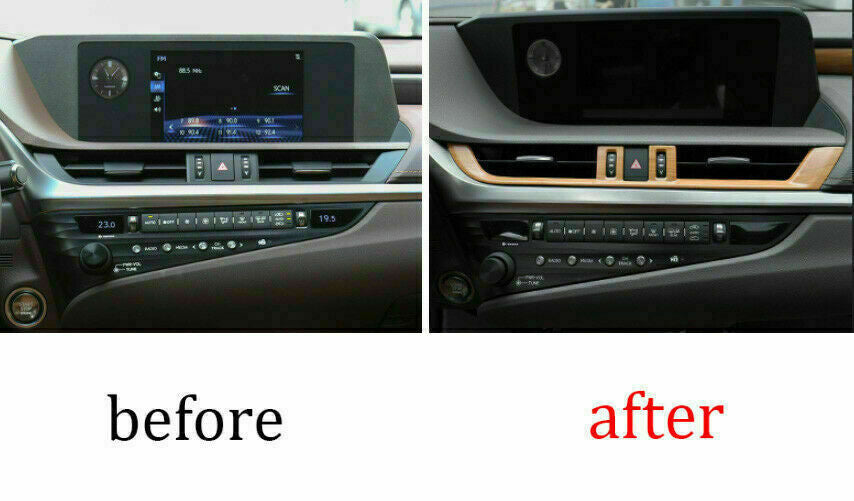 for Lexus ES350/300H 2019-2022 Wood Grain ABS Console Air Vent Outlet Frame Trim