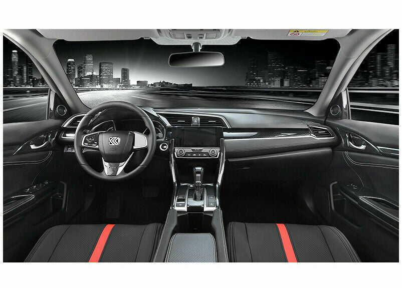 3X for Honda for Civic 10th 2016-2021 Carbon Fiber Middle Console Armrest Box Covers