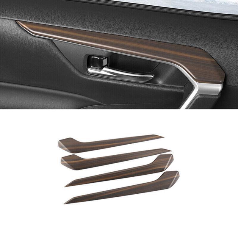 for Toyota RAV4 2019-24 Wood Grain Inner Door Armrest Panel Trim Cover Strip 4P