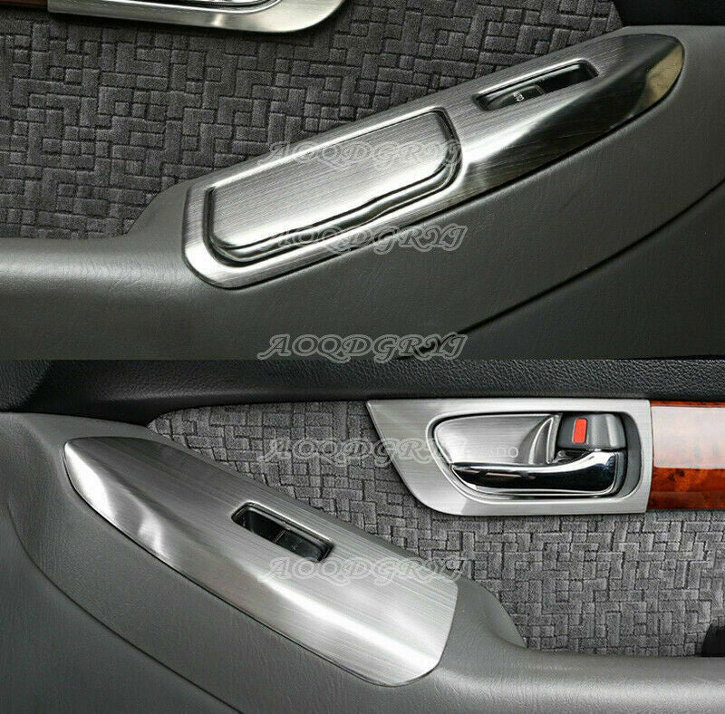 Silver Door Window Lock Switch Lift Cover Trim For 2003-09 for Toyota Prado 120