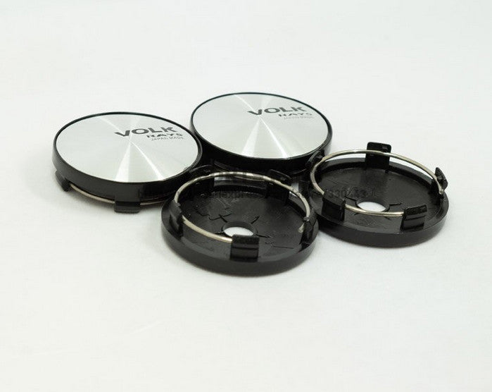 4x60mm Volk Rays wheel center hubcap rim cap badge silver black