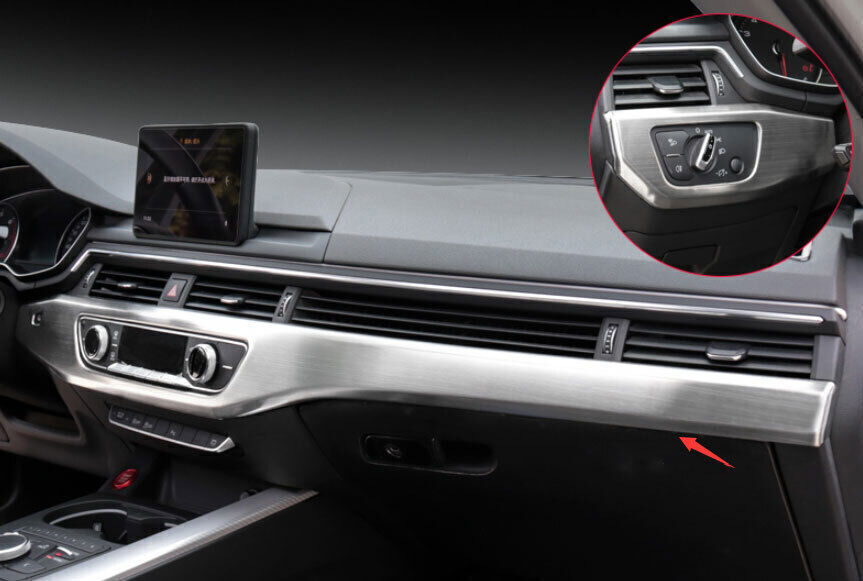 for Audi A4 A5 2017-2024 Silver Steel Central Console Dashboard Panel Strip Trim