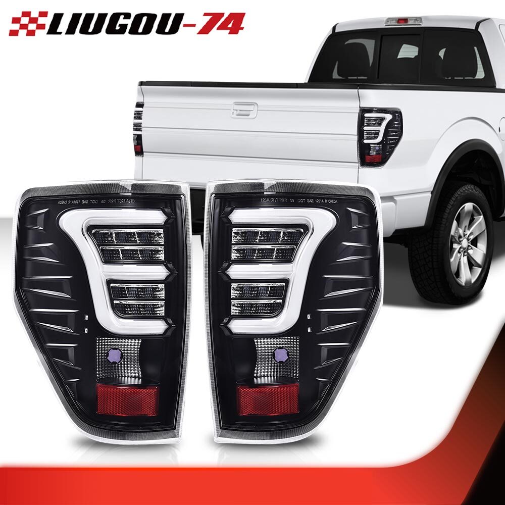 Suitable for 2009-2014 for Ford F150, full LED taillights, brake lights, and parking lights (clear/black).
