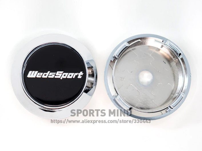 4x64mm Weds Sport badge wheel center cap hubcap rim cap badge black chrome-plated