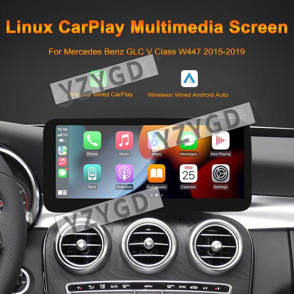 for Mercedes-Benz C Class W205 GLC V Class W447 Stereo CarPlay Player Screen