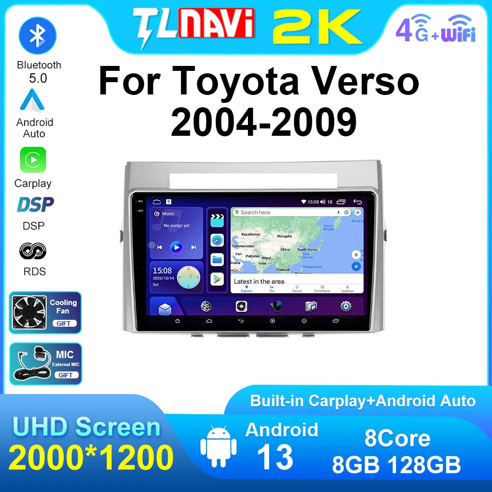 for Toyota for Corolla Verso 2004-2009 Car Radio Carplay Multimedia Video GPS Screen