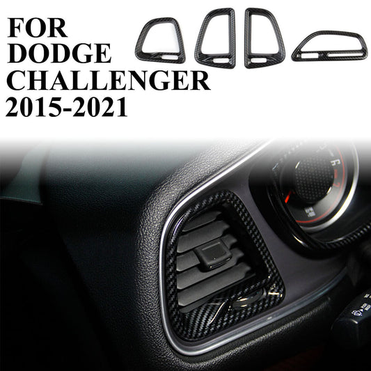 4pcs Carbon Fiber Air Vent Cover AC Outlet Trim Kit for Dodge for Challenger 2015-23