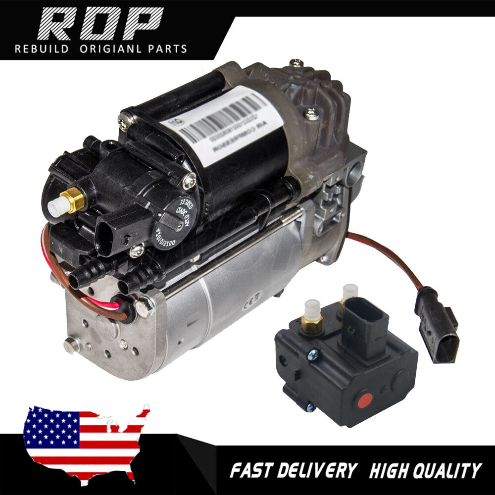 Air Suspension Compressor Pump+Valve Block Kit Set 2pc for BMW 7 Series F01 F02