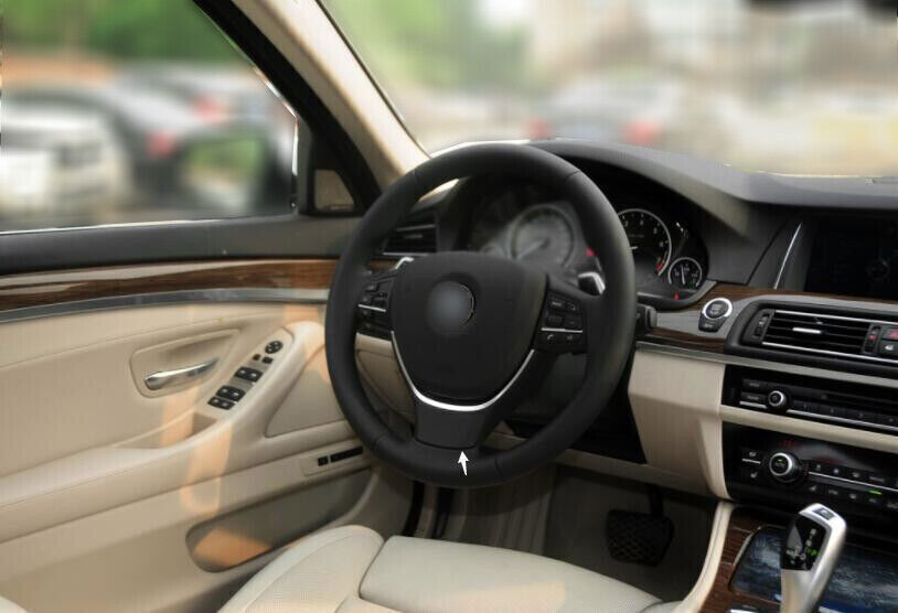 for BMW 5 Series 2011-16 Black Wood Grain Steering Wheel Moulding Cover Trim 1P