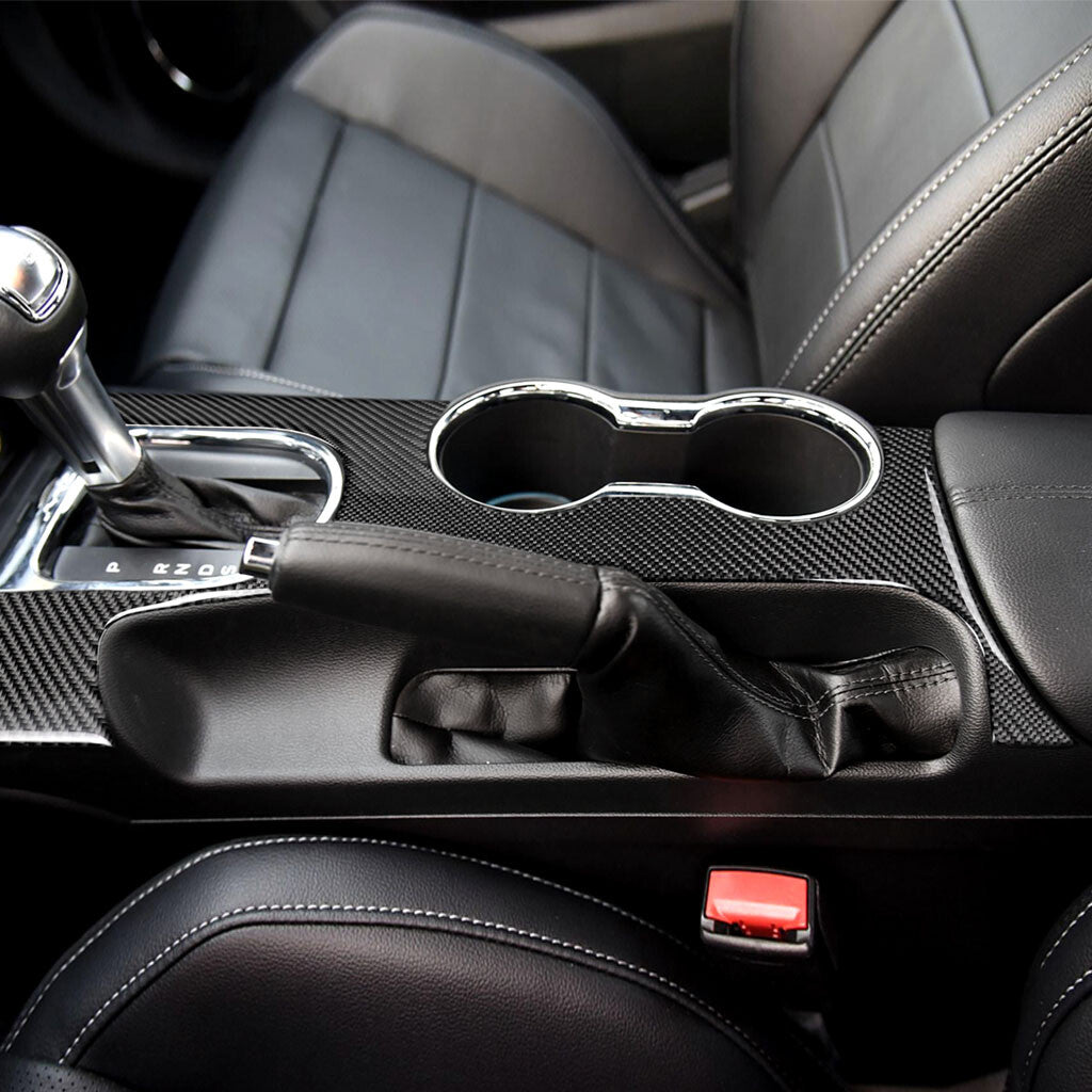 4PCS Carbon Fiber Gear Shift Box Panel Cup Holder Cover for Ford for Mustang 2015-22