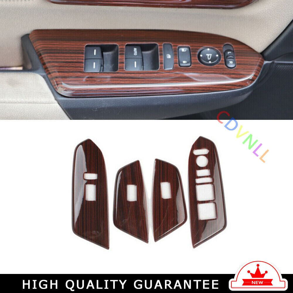 Glass Window Lifting Lock Panel Trim for Honda CRV CR-V 17-2022 Red Wood Grain