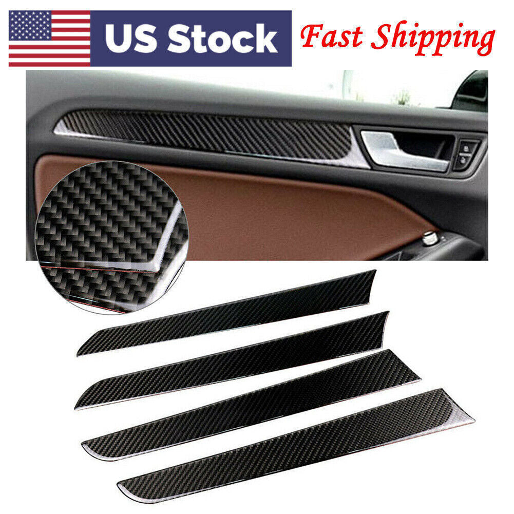 Inner Door Panel Cover Trim Sticker Decor Carbon Fiber for Audi A4 B8 2009-2016