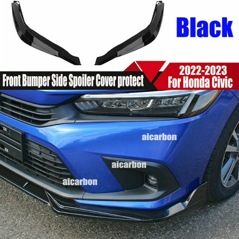 for Honda for Civic 2022-2023 Gloss Black ABS Front Spoiler Splitter Diffuser Bumper