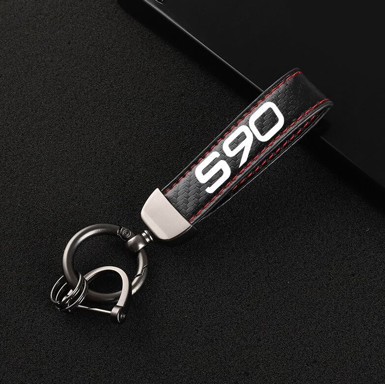Suitable for S90 car keychains, key rings, key fobs, car accessories, black and red