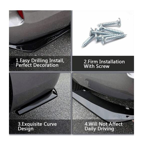 Rear bumper boiler lip diffuser separator cannal angle gloss black for Audi