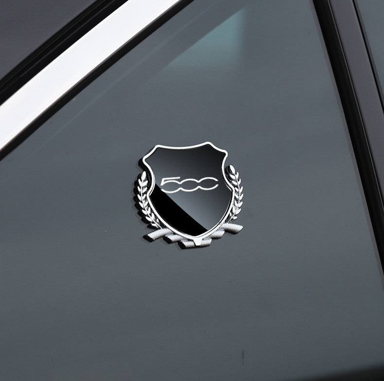 Metallic Black Side Fender and Window Badge Stickers for Fiat 500 Cars