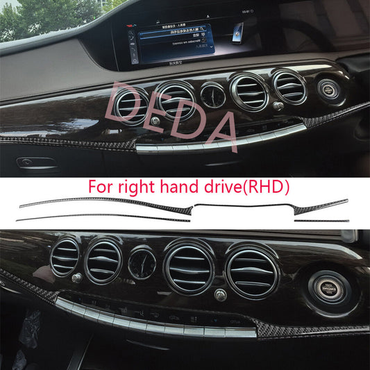 for Benz S Class W222 13-20RHD Dashboard Central Control Panel Trim Carbon Fiber