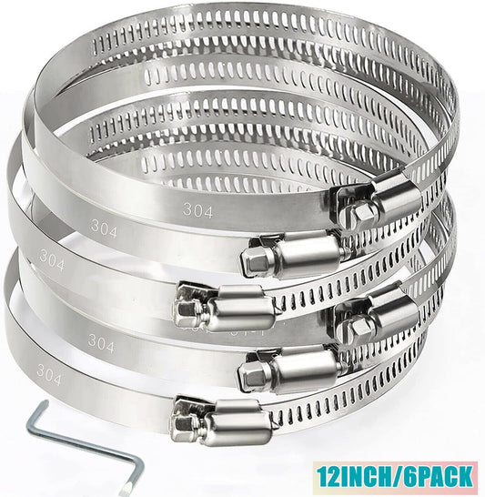 12-inch stainless steel pipe clamp, worm gear hose clamp, 289-311 mm fuel pipe clamp