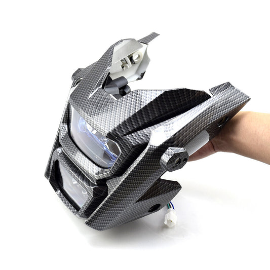 LED Headlight Monkey Front Light Lamp Carbon Cover for Honda Grom MSX125 16-18