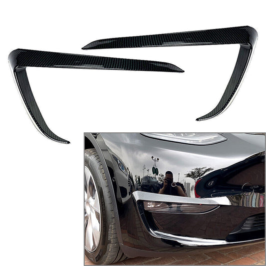 Front Fog Light Lamp Eyebrow Cover Trim for Tesla for Model Y 2020-2023 Carbon Fiber