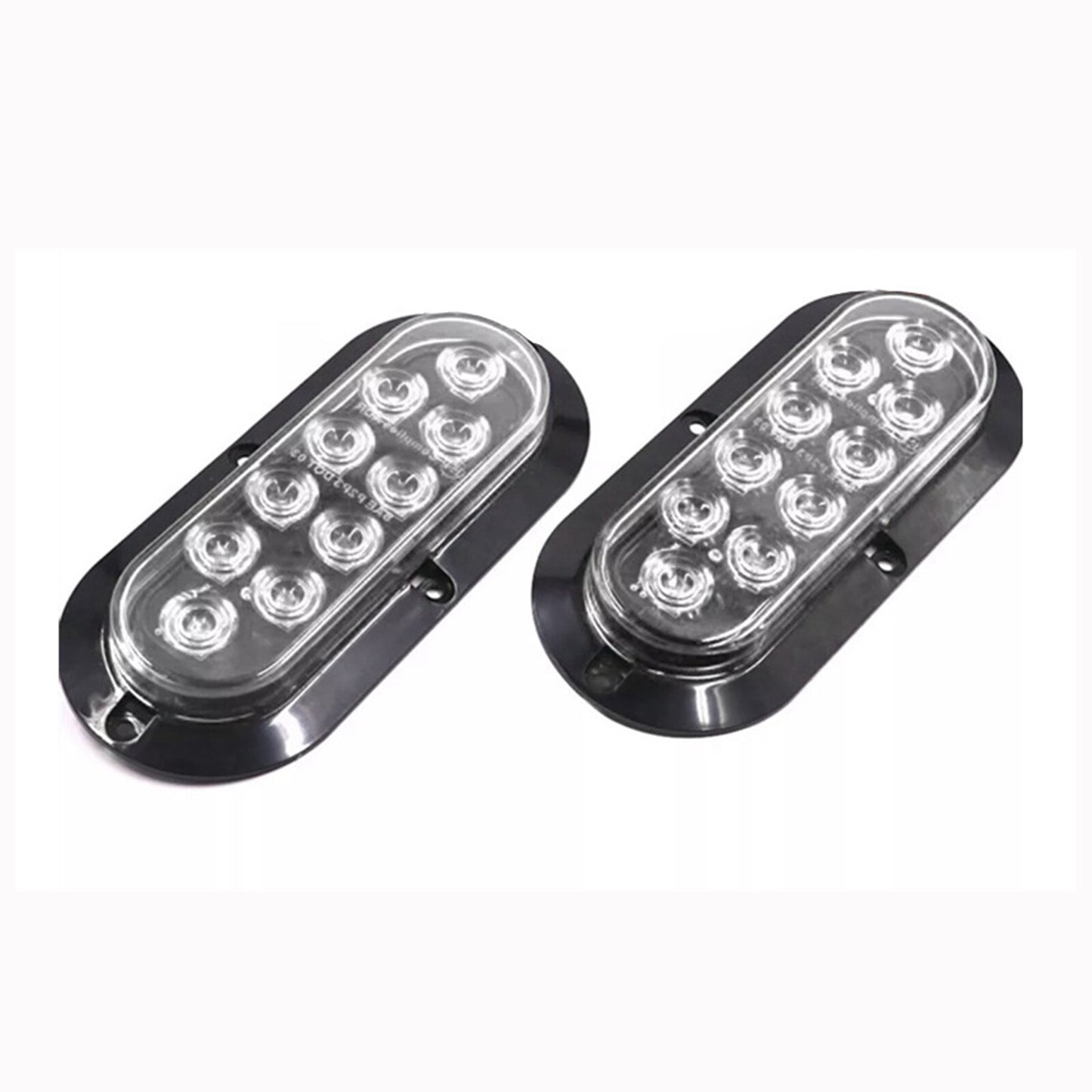 2 White 6 Oval LED Tail Lights Surface Mount Truck Trailer Backup Reverse AT