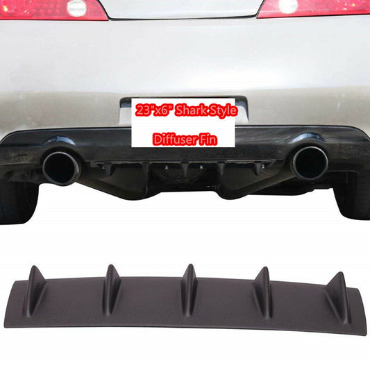 Car SUV Shark Fin 5 Wing Lip Diffuser Rear Bumper Chassis Black ABS Spoiler Lip