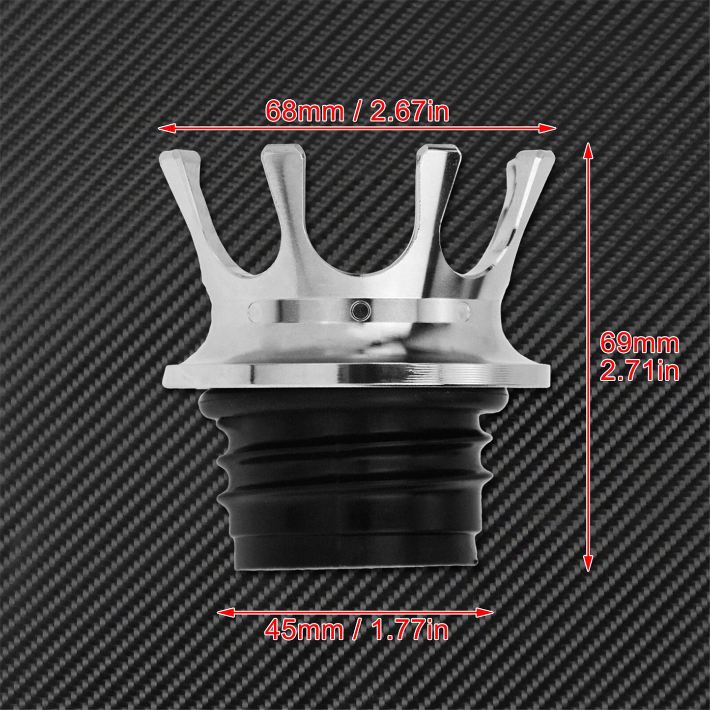 VENTED King Crown Gas Cap Fuel Tank Right-hand Thread Chrome Fit for Harley