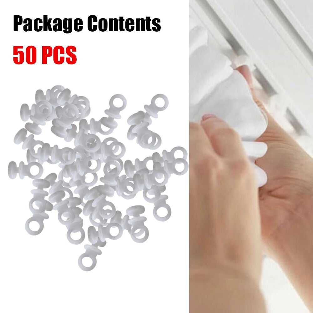 50-piece white curtain track hook treadmill suitable for campervans, RVs, and boats.