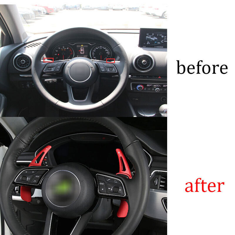for Audi A3 S3 2017-2020 Red Aluminum Inner Steering Wheel Shift Paddles 2PCS