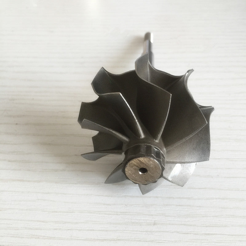 GT2860R 9-blade turbine shaft/turbine wheel, 46.95/53.7 mm x 103 mm ball bearing.