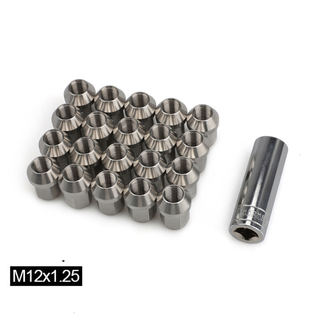 20-pack of 35mm stainless steel wheel nuts, lug nuts, hexagonal, 19mm, M121.25, high strength.